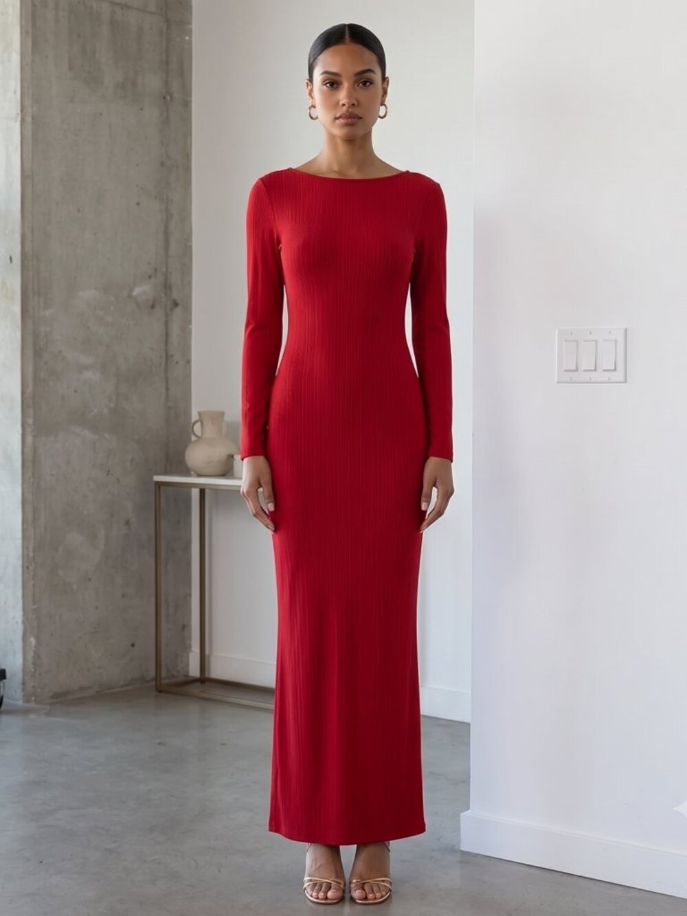 Women’s formal long red dress and sleeve size large